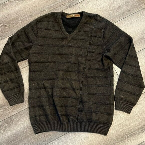 Merino Possum olive green wool sweater Large - Picture 2 of 4